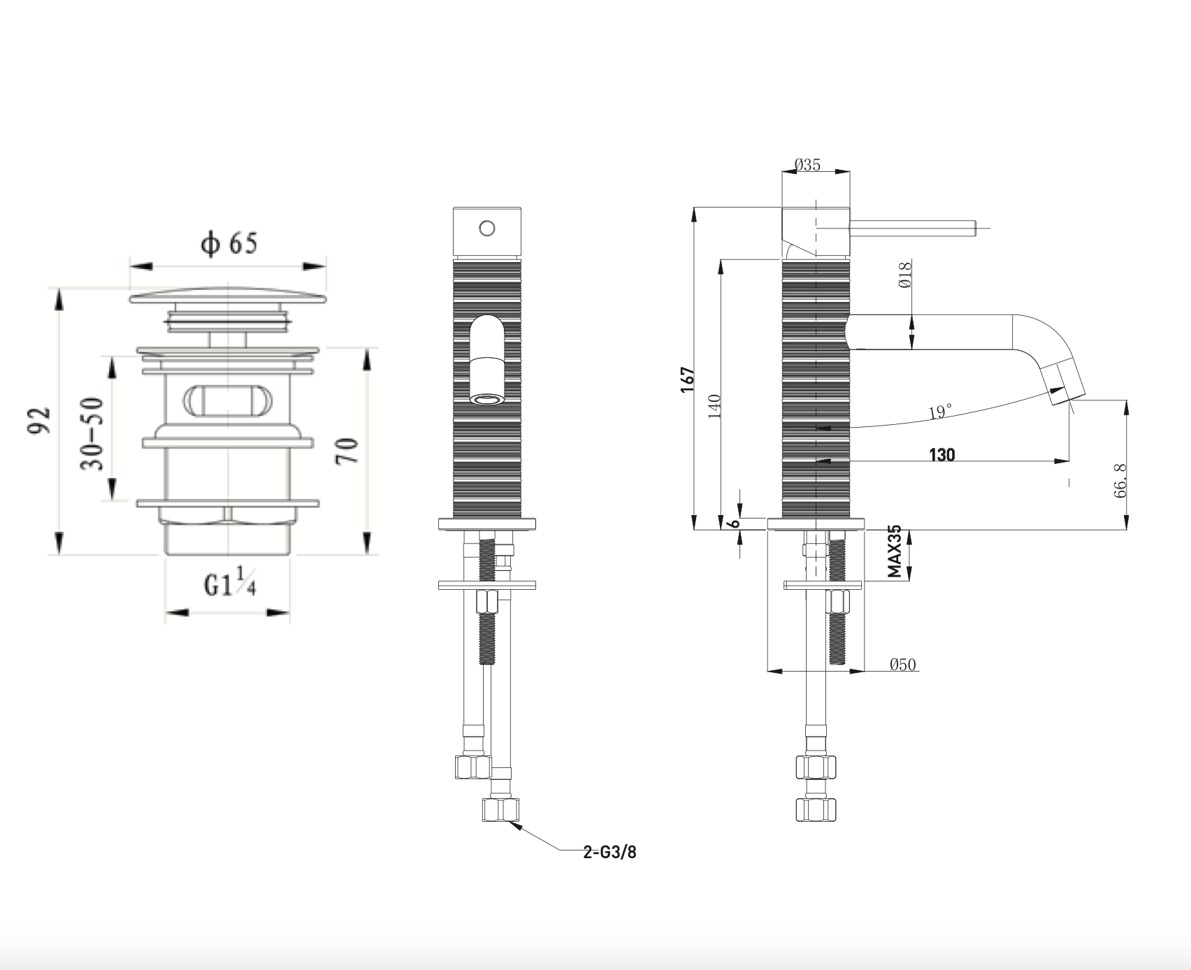Mitigeur lavabo chromé Cocoon avec vidage push-open