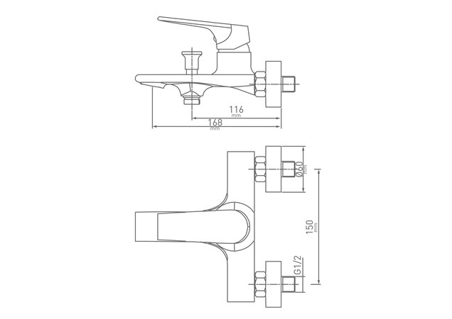 Mitigeur bain douche Isifix Move chromé mural entraxe 150 mm