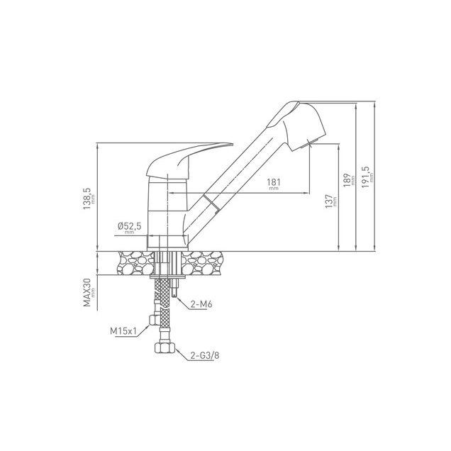 Mitigeur de cuisine chromé Surf avec douchette extractible
